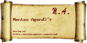 Mentes Agenór névjegykártya